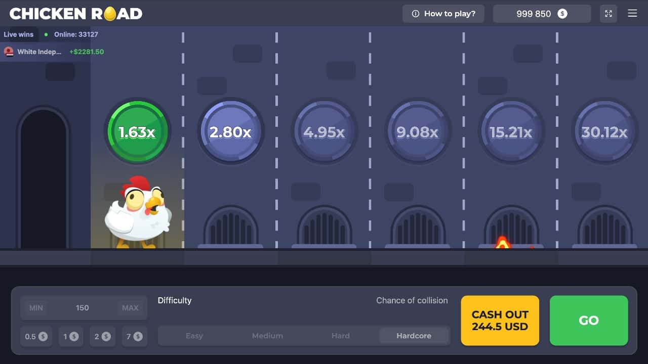 capture d'écran de l'interface de jeu chicken road france